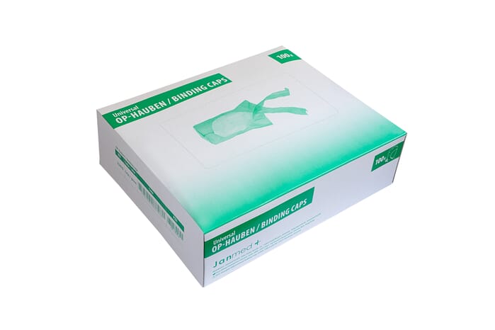 Janmed® OP-Haube zum Binden, grün 100 Stück in der Spenderbox